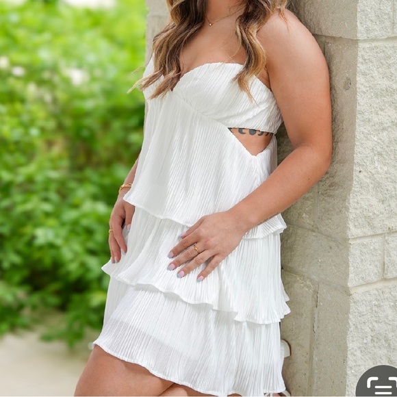 Lulu's White Tiered Mini Dress - Picture 4 of 4